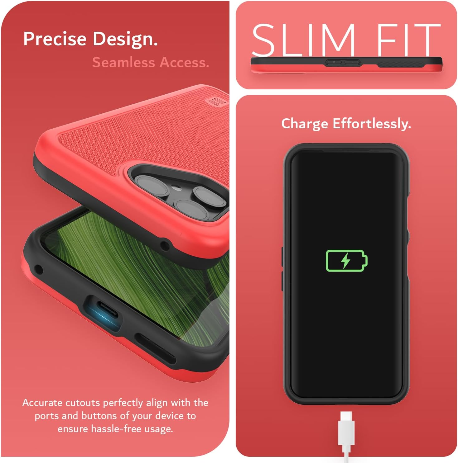 Tudia Fairphone 6 Hoesje DualShield MergeGrip Rood - Afbeelding 5